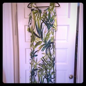 Chico's fern leaf cold shoulder maxi dress